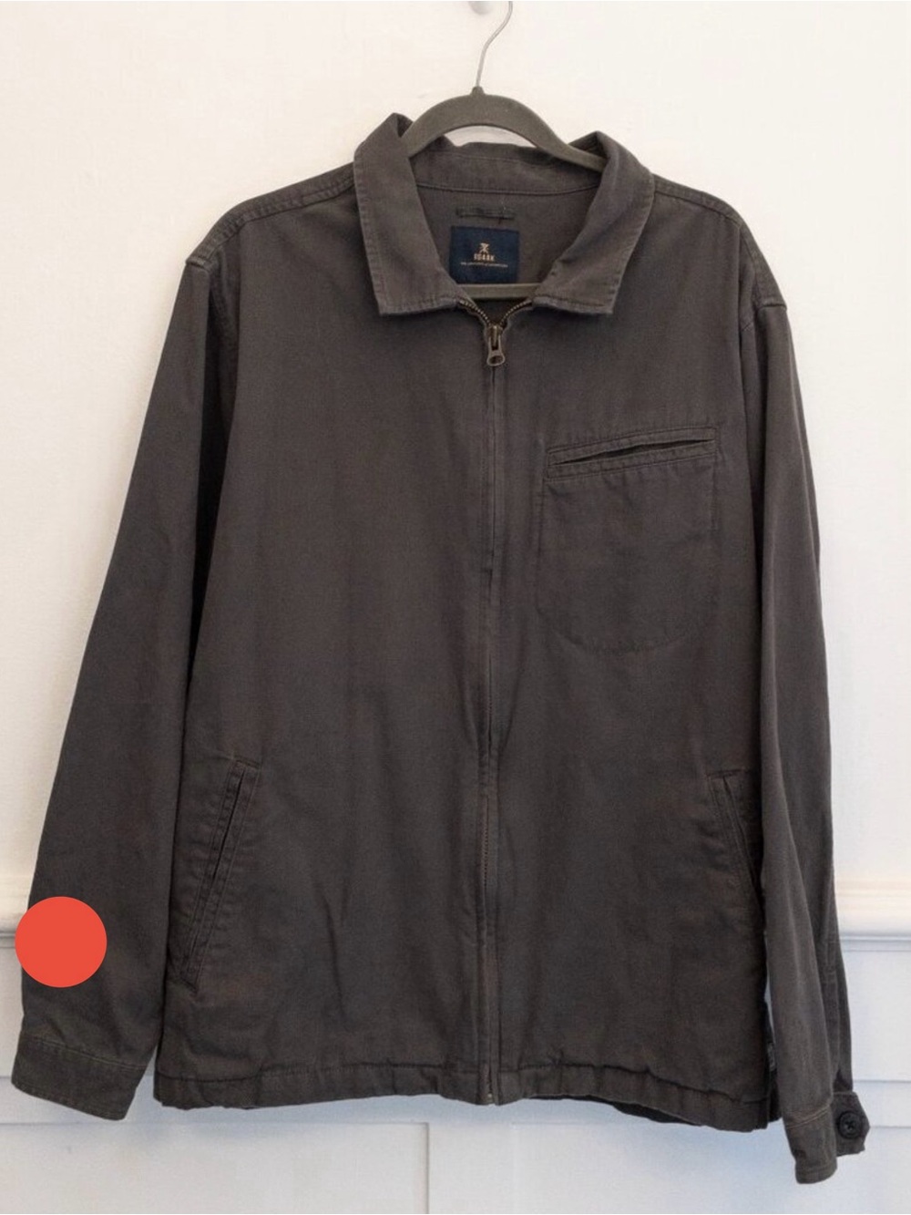 Roark Organic Cotton Jacket XL Gray Zip Front Utility Casual Workwear Coat